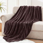 Exclusivo Mezcla Fleece Throw XL Blanket for Couch, Sofa, Super Soft and Warm Coffee Blankets, All Season, Cozy, Plush, Lightweight, 50x70 Inches