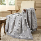 Amélie Home Knit Throw Blanket, Soft Chenille Cozy Breathable Pineapple Chunky Decorative Blanket for Couch, Bed & Sofa, French-Inspired Lightweight Warm Gift for Women, Gray, 50"x60"