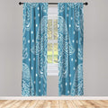 Lunarable Hamsa Window Curtains, Egyptian Boho Hand Shape Pattern Eye Design Bridal Night Inspired Art, Lightweight Decorative 2-Panel Set & Rod Pocket, Pair of - 28" x 63", Sea Blue