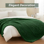 Negwoo Chunky Knit Throw Blanket, 60''*80'' Knitted Throw Chenille Yarn for Bed Couch, Handmade Grass Green Crochet Big Thick Blanket, Machine Washable Cute Comfy Blanket for Home Decor