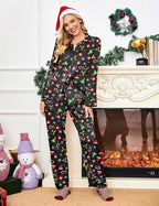 Ekouaer Women Satin Silk Pajamas Classic Long Sleeve Button Down Pjs Set Soft Loungewear