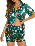 Ekouaer Silk Pajamas for Women Short Sleeve Sleepwear Soft Button Down Loungewear 2 Piece Satin Pjs Shorts Set