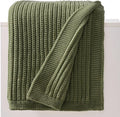 Chunky Knit Olive Green Throw Blanket 50"x60",Soft Cozy Thick Knitted Blanket for Couch Sofa Bed, Cute Decorative Throw for Living Room