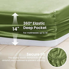 Love's cabin Satin King Sheet Sets - 4 Piece Sage Silky Sheets King Size Bed Set with Deep Pocket, Luxury Silk Feel King Size Satin Sheet Set (1 Flat Sheet,1 Fitted Sheet,2 Pillow Cases)