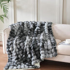 60x80 Inches Ultra-Soft Fuzzy Faux Fur Plush Twin Size Blanket - Thick, Warm Sherpa for Couch, Sofa, Bedroom, Camping - Decorative Blanket for Cozy Warmth, Bubble Light Grey Tie Dye