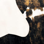 HOMORE Cowhide Rug, 3.6 x2.3ft Area Rugs Small Cow Print Rugs for Bedroom Faux Cow Hide Animal Print Rug for Living Room Office Table Western Decor, Dark Brown