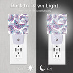 Butterflies Night Light,Colorful Purple Butterflies Night Lights Plug into Wall for Boys Girls, Led Lamp Indoor Home Decor 0.5W Nightlight Sleep Friendly
