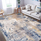 Area Rug 8x10 Washable Rugs Modern Abstract Area Rug Soft Non-Slip Non-Shedding Faux Wool Stain Resistant Floor Carpets for Living Room Bedroom Dining Room Kids Room Home Office (Beige, Brown)