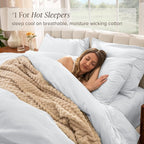 Bare Home 100% Organic Cotton Queen Duvet Cover Set - Crisp Percale Weave - Lightweight & Breathable - Cooling Duvet Cover Set (Queen, White)