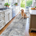 3x20 ft Extra Long Hallway Runner Rug - Non-Slip Washable Floor Runner with Rubber Backing, Modern Low Pile Thin Wide Carpet for Entryway, Kitchen, Living Room（Blue Grey, 3x20）