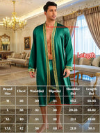ChiaoLezhee Mens Satin Bath Robe with Shorts Set, Silk Paisley Kimono Lightweight, Soft Long Sleeve Sleepwear