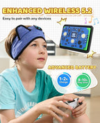 Kids 3-in-1 Headband Headphones-Wireless Bluetooth & Wired 3.5mm Jack, Ultra-Thin Speakers, Adjustable Fit for Toddlers, Safe Volume - Ideal for School/Travel/Sleep/Home, Gift for Boy& Girl