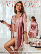 Avidlove Women's Kimono Robe Short Satin Pure Short Silky Robes