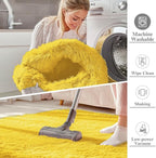 OLANLY 2x5 Machine Washable Runner Rugs for Hallway, Soft Fluffy Shaggy Bedside Rugs for Bedroom, Living Room, Indoor Floor Carpet for Kids Girls and Boys, Nursery Rooms, Home Decor Aesthetic, Yellow