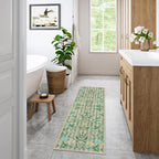 Lahome Chloe Insect Botanical 2'6"x8 Green Hallway Runner Rug, Bathroom Kitchen Runner Rugs Non Skid Washable, Soft Non-Slip Indoor Carpet Runners for Entryway Laundry Bedroom(Green,2'6"x8)