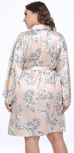 Women's Plus Size Satin Kimono Robes Short Silk Bathrobe Bridesmaid Wedding Party Nightgown Sleepwear