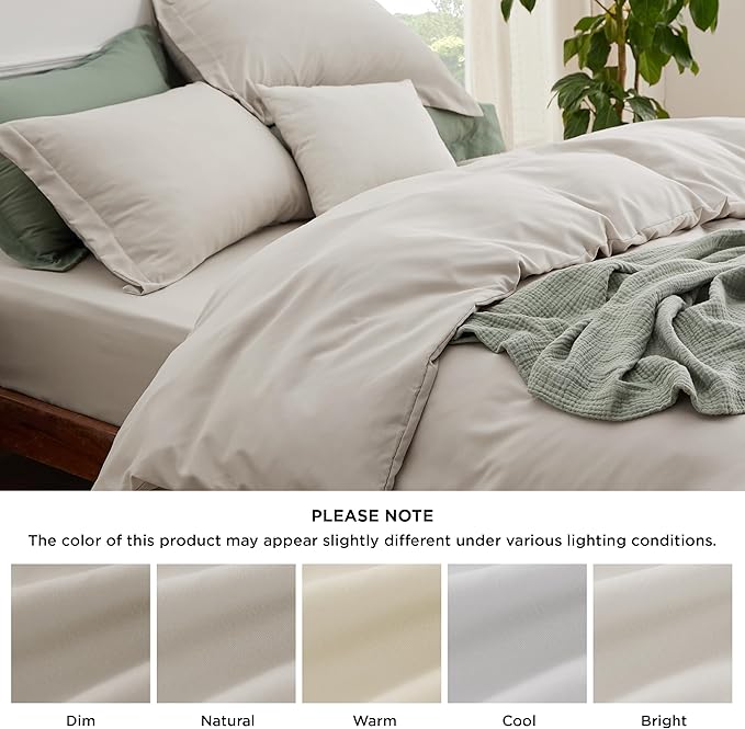 Bedsure Duvet Cover with Fitted Sheet Queen - Cooling Deep Pocket, Hotel Luxury Soft Double Brushed Bedding Set with Zipper Closure, 1 Duvet Cover, 1 Fitted Sheet, 2 Pillow Shams, NO Comforter, Linen