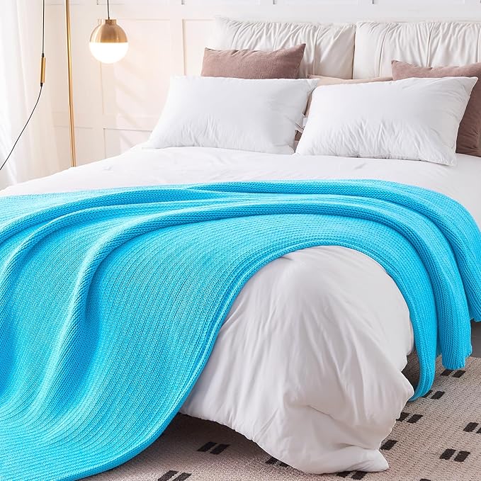 L'AGRATY Knitted Weighted Blanket - 50"x60" 7lbs Cooling Chunky Knit Heavy Blanket for Adults Braided Crochet Throw Thick Cable Yarn Knit Decorative No Beads Evenly Weighted Machine Washable
