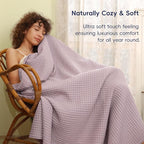 PHF Ultra Soft Waffle Weave Throw Blanket 50"x 60"- Washed Lightweight Breathable Cozy Woven Blanket for Bed - Aesthetic Decor for Couch Bedding Sofa Home Car - Lavender