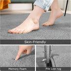 Keeko 2x6 Runner Rug, Grey Bedroom Bedside Runner Rug Small Carpet Living Room Area Throw Rugs for Hallway Soft Indoor Memory Foam Rugs for Teen Kids Classroom Nursery Dorm Laundry Room Decor