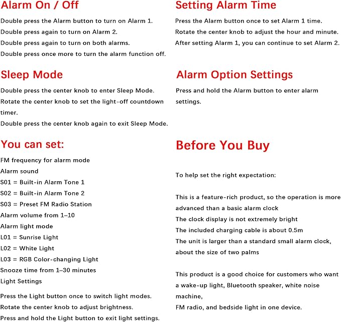 Sunrise Alarm Clock Wake Up Light, White Noise Machine Sleep Aid with 8 Soothing Sounds, Bluetooth Speaker & 10 Color RGB Atmosphere Lights, Dual Alarms, Dimmable Natural Light for Bedroom