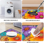 Floral Area Rug 2x3 ft Entry Rug Washable Boho Rugs Non Slip Low Pile Spring Floral Door Mat Small Carpet for Bedroom, Bedside, Kids Room, Office, Dining Room