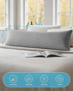 YZ HOME Long Body Pillow for Adults - Firm Body Pillow Insert with Shredded White Memory Foam, Adjustable Height, Soft Support for Side Sleeping, Pregnant Women, Washable (Grey, 20x54 Inch)