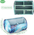 QIELIZI Remote Control Holder,PU Leather 360-Degree Rotating Supply Organizer Box with 5 Compartment Multi-functional Office Organization and Storage Caddy for Office Stationery(1-Blue Quicksand)