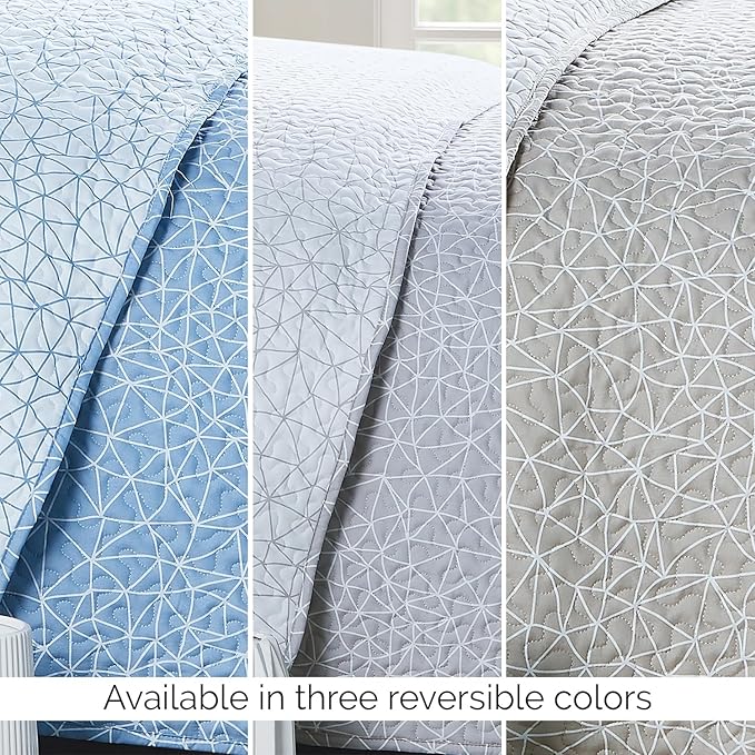 Southshore Fine Living, Inc. Oversized Bedspread, Geometric Bedding, Twin XL Quilt Set, Lightweight Coverlet 2-Piece Set with One Matching Quilted Pillow Sham, Twin/XL Bedspreads for Adult, Taupe