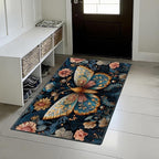 Butterfly Area Rug 2x3 ft Entry Rug Washable Boho Rugs Non Slip Low Pile Floral Door Mat Small Carpet for Bedroom, Bedside, Kids Room, Office, Dining Room