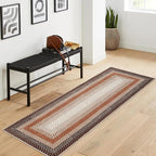 RUGSREAL Washable Runner Rug 2x8 Non Slip Braided Hallway Runner Mat Stain Resistant Kitchen Rug Farmhouse Printed Carpet Rustic Accent Runner for Living Room Bathroom Entryway, Brown/Rust