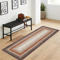 RUGSREAL 2x10 Long Hallway Runner Rugs Braided Print Rug Non Slip Kitchen Runner Mat Washable Farmhouse Runners Carpet Rustic Accent Area Rug for Living Room Bedroom Bathroom, Brown/Rust