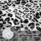 MR&HM Satin Sheets with Elastic Corner Straps, Full Size Sheets Set, 4 Pcs Silky Bedding Set with 15 Inches Deep Pocket for Mattress (Full, White Leopard)