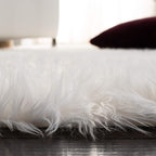 SAFAVIEH Faux Sheep Skin Collection 3' x 5' Ivory FSS115A Silken Glam 2.35-inch Thick Area Rug