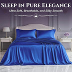 SLEEP SANCTUARY Satin Sheets Twin Size – 3 Piece Luxury Silky Bed Set, Softer Than Silk, 15" Deep Pocket, Cooling & Wrinkle-Free, Moisture-Wicking & Breathable for Hair & Skin (Blue)
