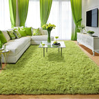 Amdrebio Grass Green Rugs for Living Room Bedroom Decor Aesthetic, 9x12 Large Fluffy Shag Area Rug for Kids Room Baby Nursery Teen Girls Boys, Cool Fuzzy Plush Cute Moss Carpet for Classroom Playroom