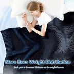 Topcee Knitted Weighted Blanket - 60"x80" 20lbs Queen Size Cooling Chunky Knit Heavy Blanket for Adults Cable Yarn Knit Decorative No Beads Soft Cozy and Cooling Weighted Throw Machine Washable