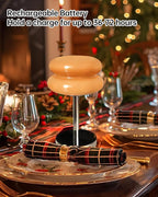 Mushroom Table Lamp for Bedroom, Cordless Mid Century Modern Lamp, Cute Egg Tart Small Night Light, 5000mAh Rechargeable Table Light for Living Room Nightstand Home Mushroom Decor Aesthetic (Copper)