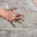 Latepis Area 5x7 Shag Rug White with Grey Tips Washable Fur Rugs Faux Sheepskin Fluffy Rug for Living Room Bedroom Plush Rugs Home Decor Rectangle