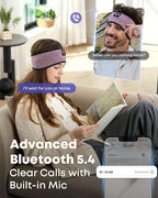 Sleep Headphones Headband Wireless Bluetooth 5.4 - Soft, Breathable, Ultra-Thin Speakers for Side Sleepers, Workout, Airplane Travel, Relaxation