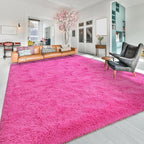 Softlife Hot Pink Area Rug for Living Room, Fluffy Shag Plush 6x9 Rugs for Bedroom Girls, Shaggy Soft Fuzzy Kids Large Carpet for Dorm Bedside Ultra Cozy Non-Slip Indoor Decor