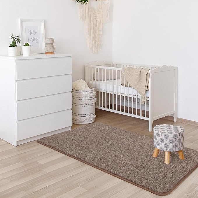 Keeko Soft 2x4 Small Runner Rug Brown, Bedside Rugs for Bedroom Indoor Runner Hallway Carpets Non Slip Living Room Area Throw Rugs Memory Foam Laundry Room Rug for Teen Kids Boys Dorm Room Decor