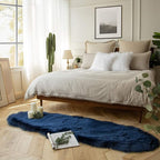 Ashler Faux Fur Rug, Dark Blue Area Rugs, Fluffy Sheepskin Fur Rug, Fuzzy Ultra Soft 2 x 6 Ft Rugs, Machine Washable Shag Rug, Nursery Throw Rugs for Bed, Living, Kids Room