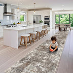 3x20 ft Extra Long Hallway Runner Rug - Non-Slip Washable Floor Runner with Rubber Backing, Modern Low Pile Thin Wide Carpet for Entryway, Kitchen, Living Room (Brown Beige, 3x20)