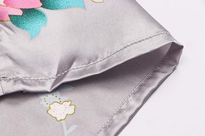 Women's Short Kimono Robes Bride and Bridesmaid Satin Floral Bathrobe Peacock Sleepwear Dressing Gown for Wedding Party