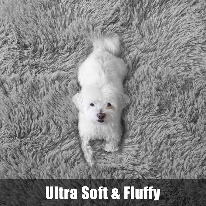 Macgace Fluffy Runner Rug, 2x6 Grey Washable Hallway Area Rugs for Bedroom Living Room Kitchen Laundry, Long Shag Rug with Non Slip Rubber Backing Fuzzy Entryway Carpet Modern Home Decor