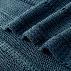RECYCO Cable Knit Navy Blue Throw Blanket Twin Size for Couch, Super Soft Warm Cozy Decorative Knitted Throw Blanket 3.6LB for Bed, Sofa, Chair Large 60"x80"