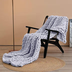 Wttfc Chunky Knit Throw Blanket, Handmade Soft Chenille Yarn Throw Blanket, Thick Cable Knitted Blankets, Large Rope Knot Crochet Blankets for Couch Sofa Bed Home Decor,Gray,120x150cm