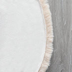 ORINOVA Light Brown Beige Washable Shaggy Round Rug 5ft Faux Rabbit Fur Rugs for Living Room Circle Nursery Rug for Bedroom Girl Room Décor