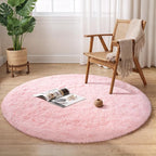 Blivonta Pink Round Rug for Bedroom, 4Ft Fluffy Circle Area Rugs for Living Room, Shag Fuzzy Carpet for Kids Room, Nursery, Dorm, Classroom, Teen, Cute Baby Play Mat Home Decor Aesthetic